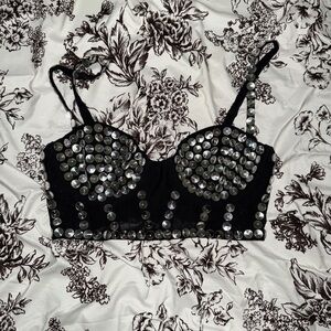 Studded Black Bustier Top